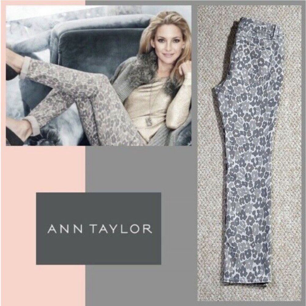 3 tone grey cheetah animal print stretch jeans Size 10, Ann Taylor Modern Fit